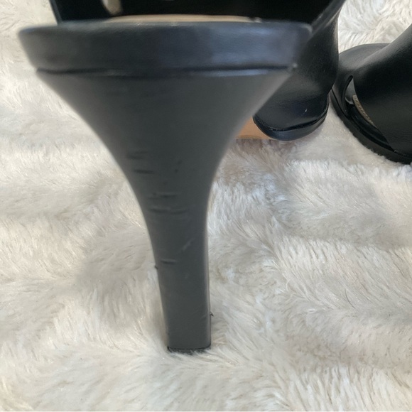 Vince Camuto Black Leather Peep Toe Sling Back Size 9.5 - Picture 6 of 7